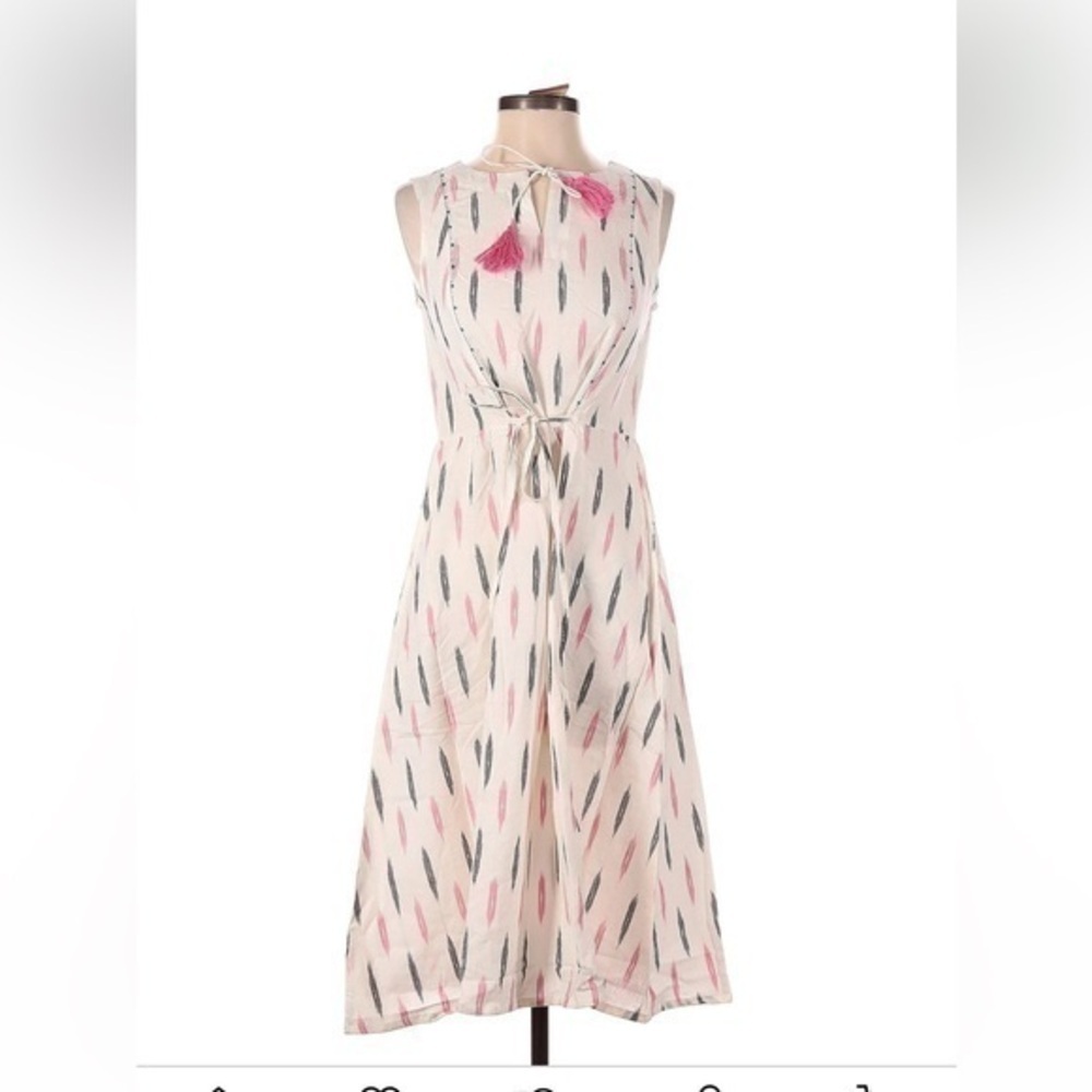 Mata Traders midi dress womens XS Napa Dress Pink White Sustainable Summer